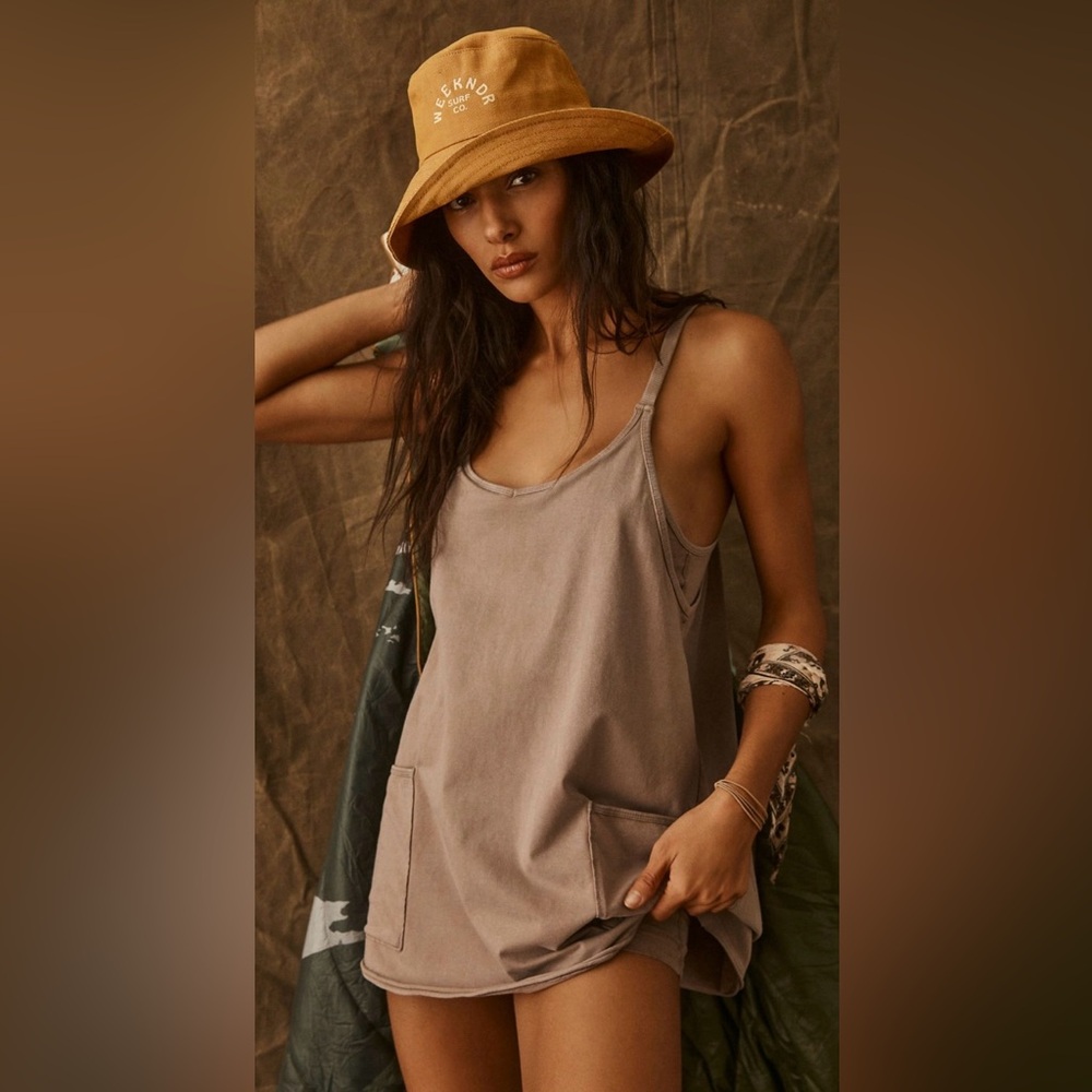Free People FP Movement  Hot Shot Mini Dress in Mocha Latte. Size Large. NWOT